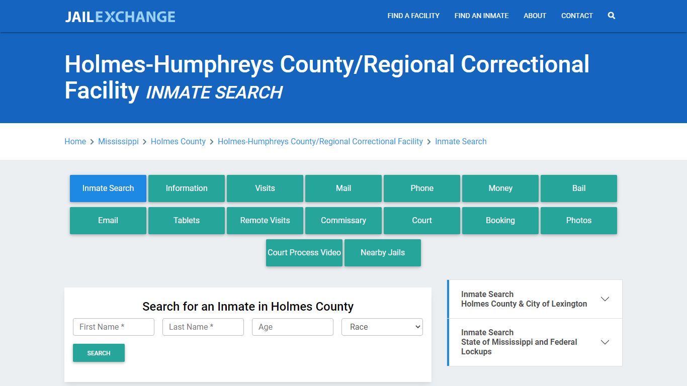 Holmes-Humphreys County/Regional Correctional Facility, MS Inmate ...