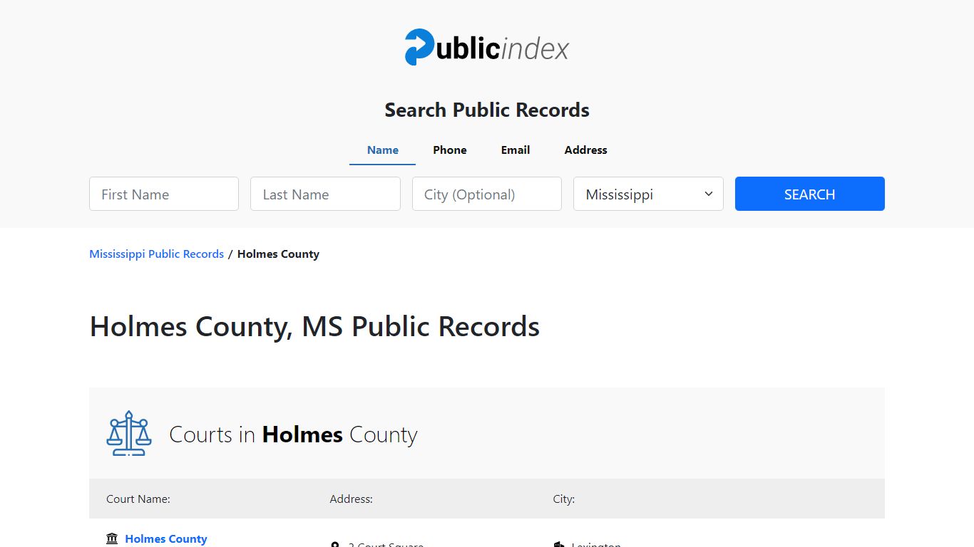 Holmes County, MS Public Court, Arrest and Inmate Records - ThePublicIndex